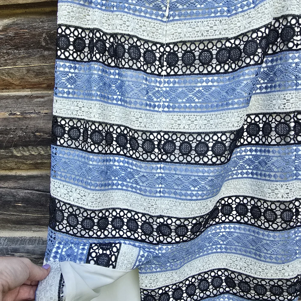 Talbots Blue and Black Striped Lace Knit Pencil Skirt, Size 10 - Picture 6 of 7